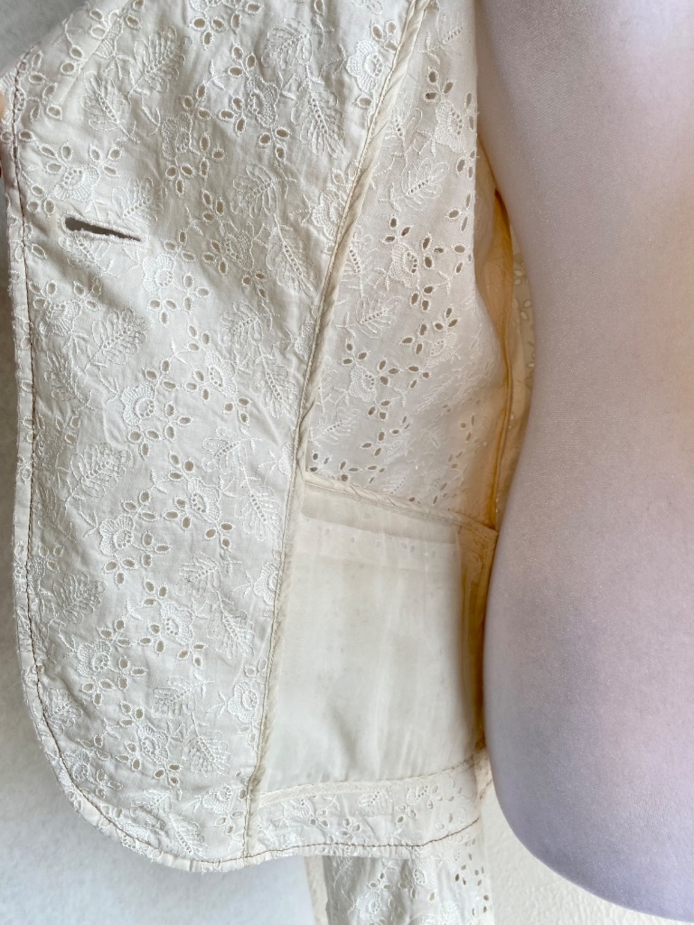 Rebecca Taylor ivory eyelet lace fitted cotton blazer Size 6 - Picture 9 of 14